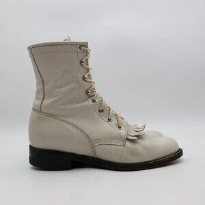 Justin Kiltie Roper Boots Women’s Size 6 B Pearl White Made in USA
